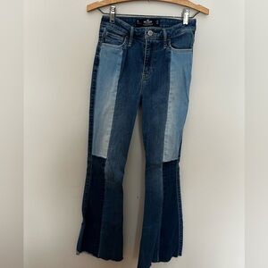 Hollister Women's Flare Blue Design Jeans